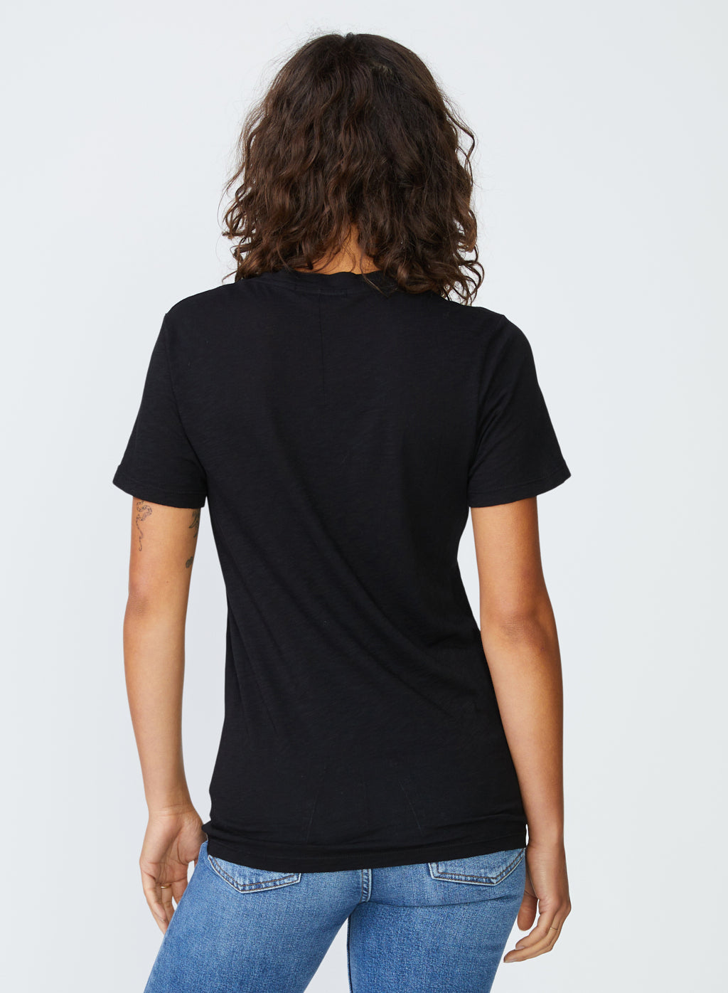 Black Supima Slub Jersey Short Sleeve T-Shirt.