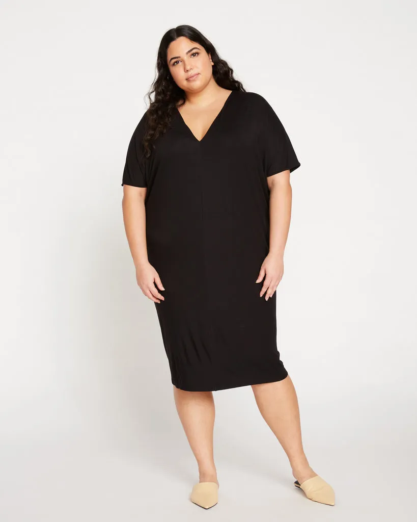 Black Teresa Liquid Jersey V-Neck Dress