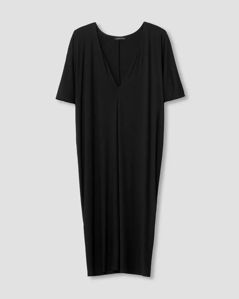 Black Teresa Liquid Jersey V-Neck Dress