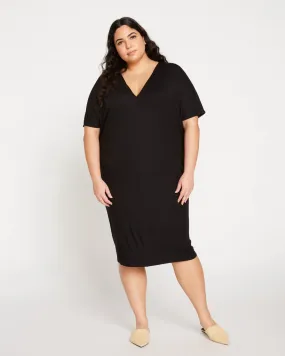 Black Teresa Liquid Jersey V-Neck Dress