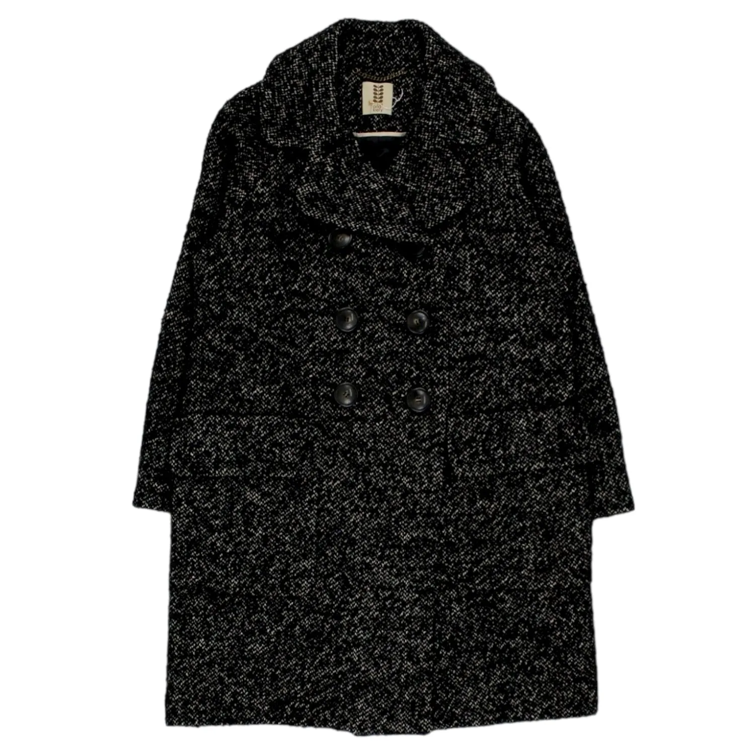 Black Tweed Double Breasted Coat by Orla Kiely