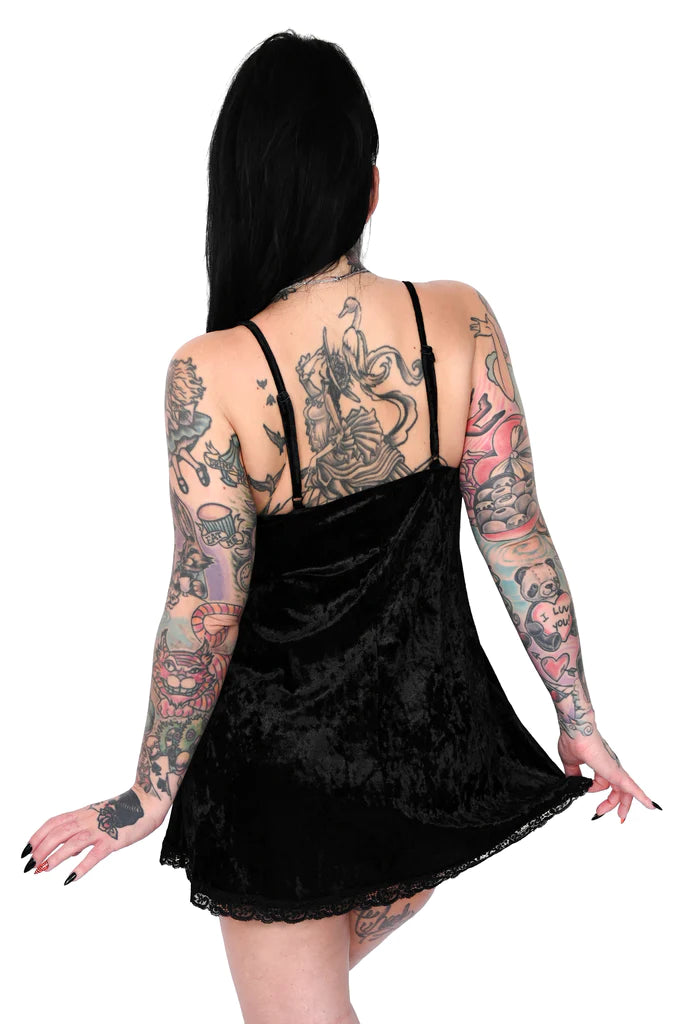 Black Velvet Lingerie Slip Dress