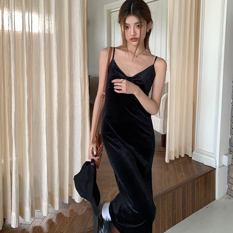 Black Velvet Slip Dress