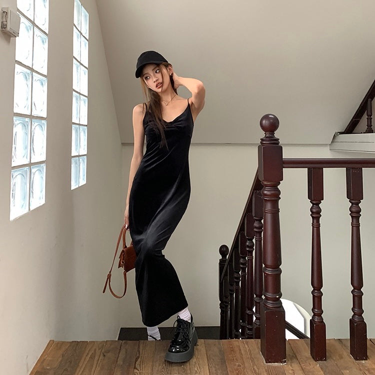 Black Velvet Slip Dress