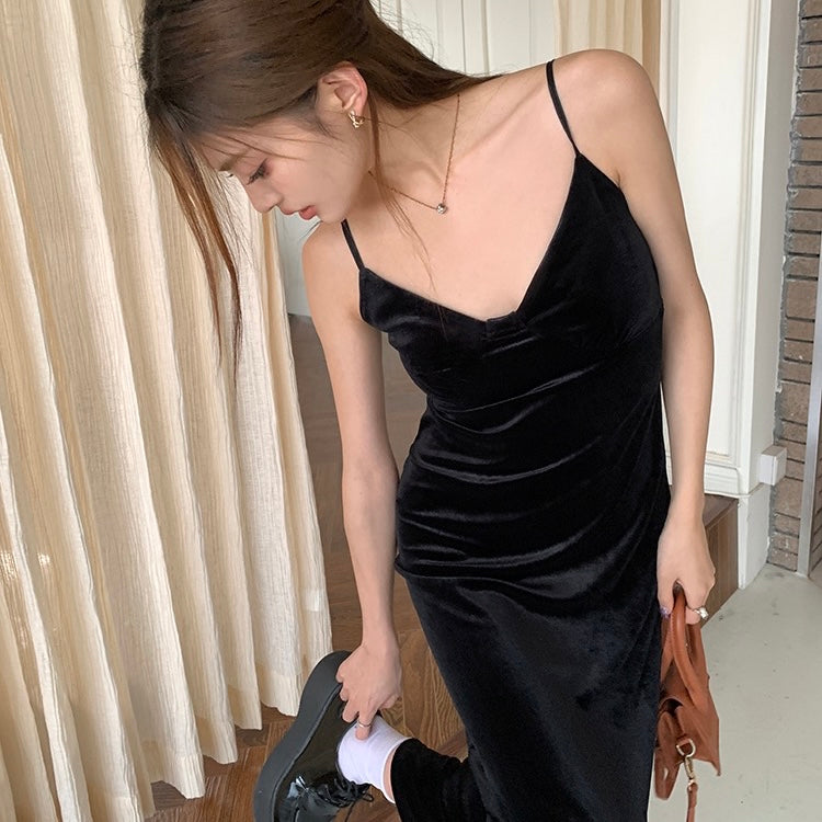 Black Velvet Slip Dress