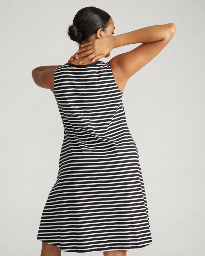 Black White Bay Breton Stripe Sleeveless Dress