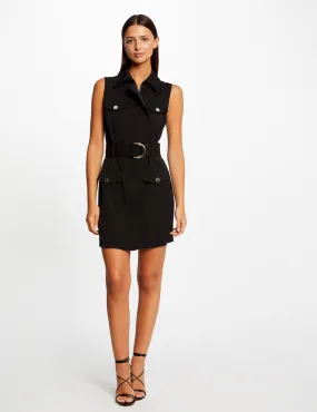 Black Zipped and Belted Waisted Dress for Women