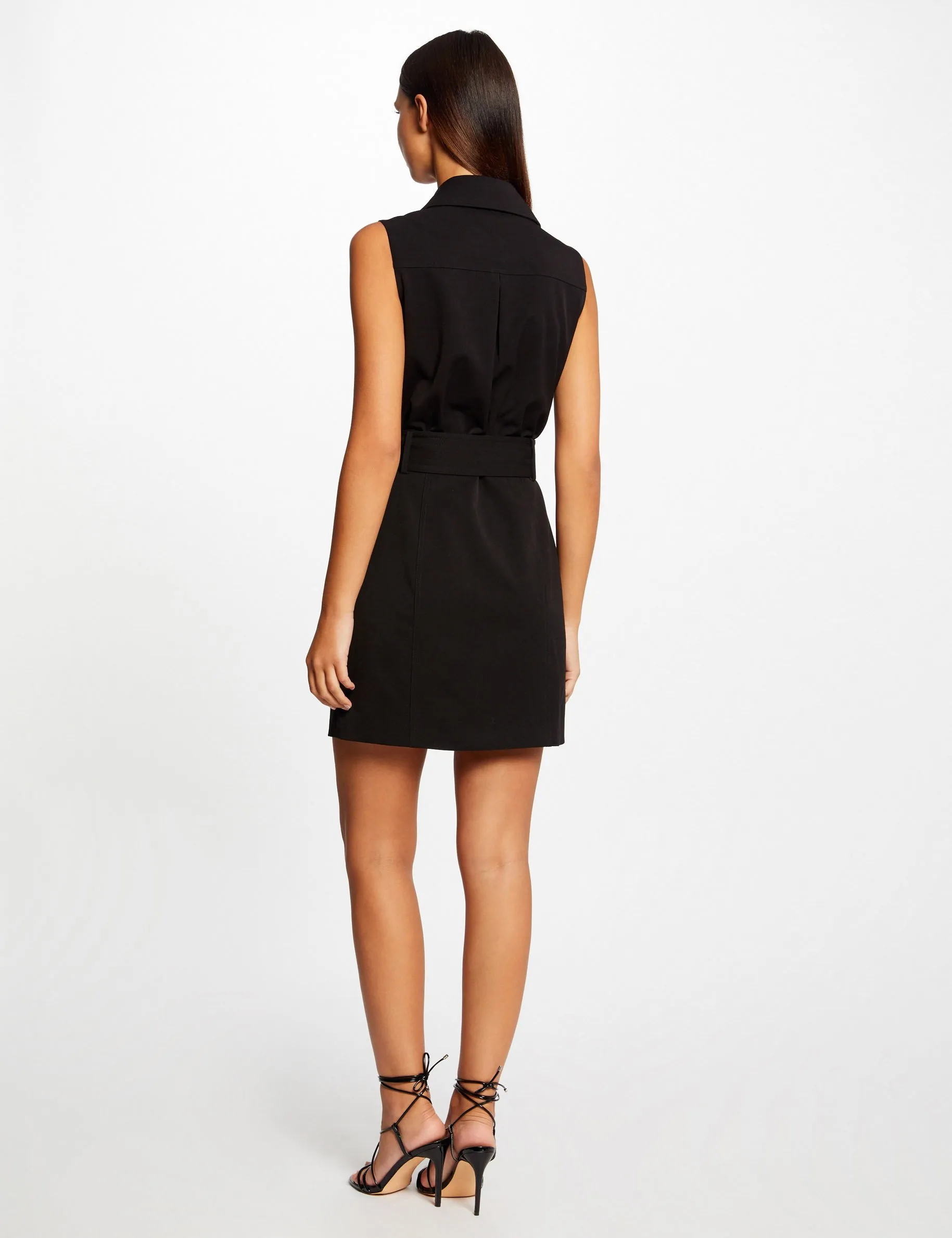 Black Zipped and Belted Waisted Dress for Women