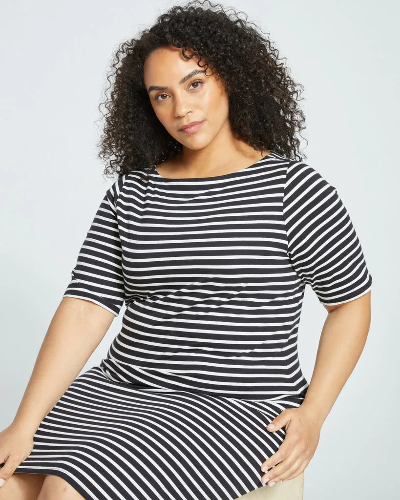 Black/White Stripe Belle Breton Stripe Jersey Dress