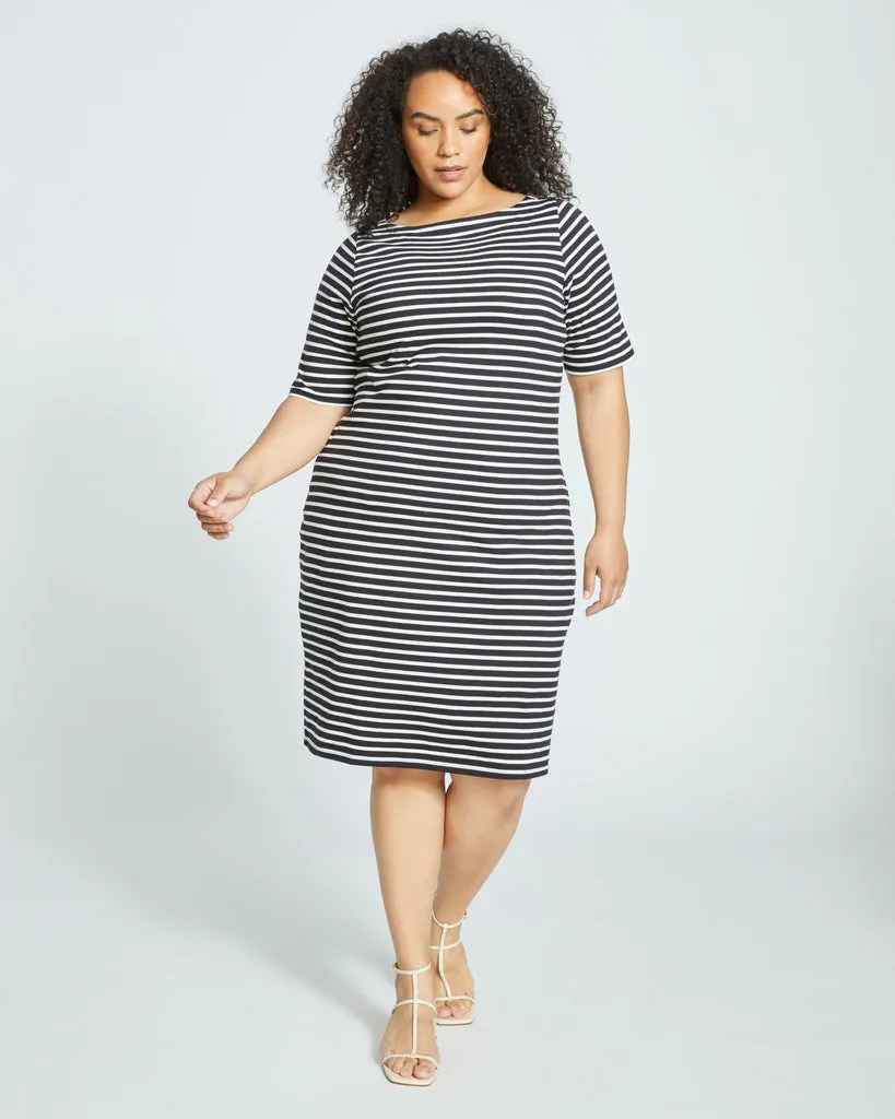 Black/White Stripe Belle Breton Stripe Jersey Dress