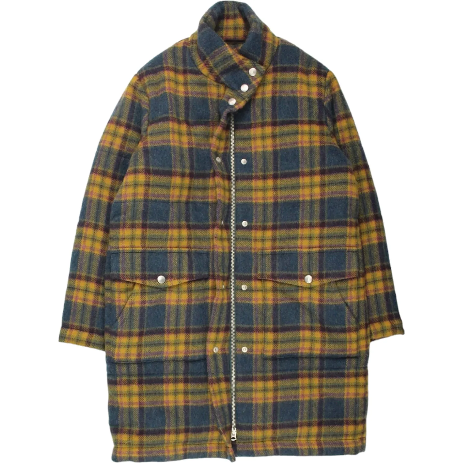 Blue Multi Plaid Padded Coat by YMC