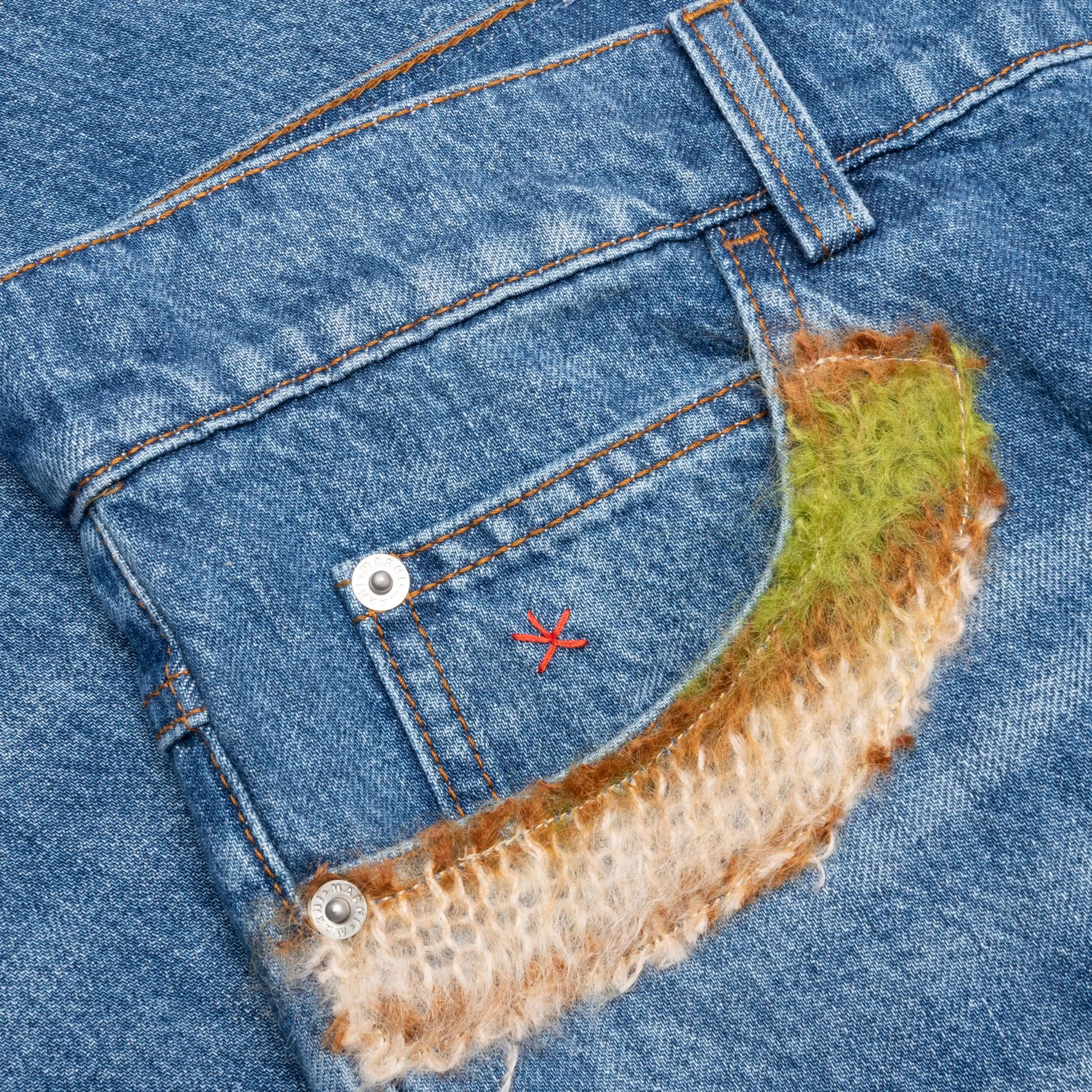 Blue Organic Denim With Mohair Patches Iris Blue