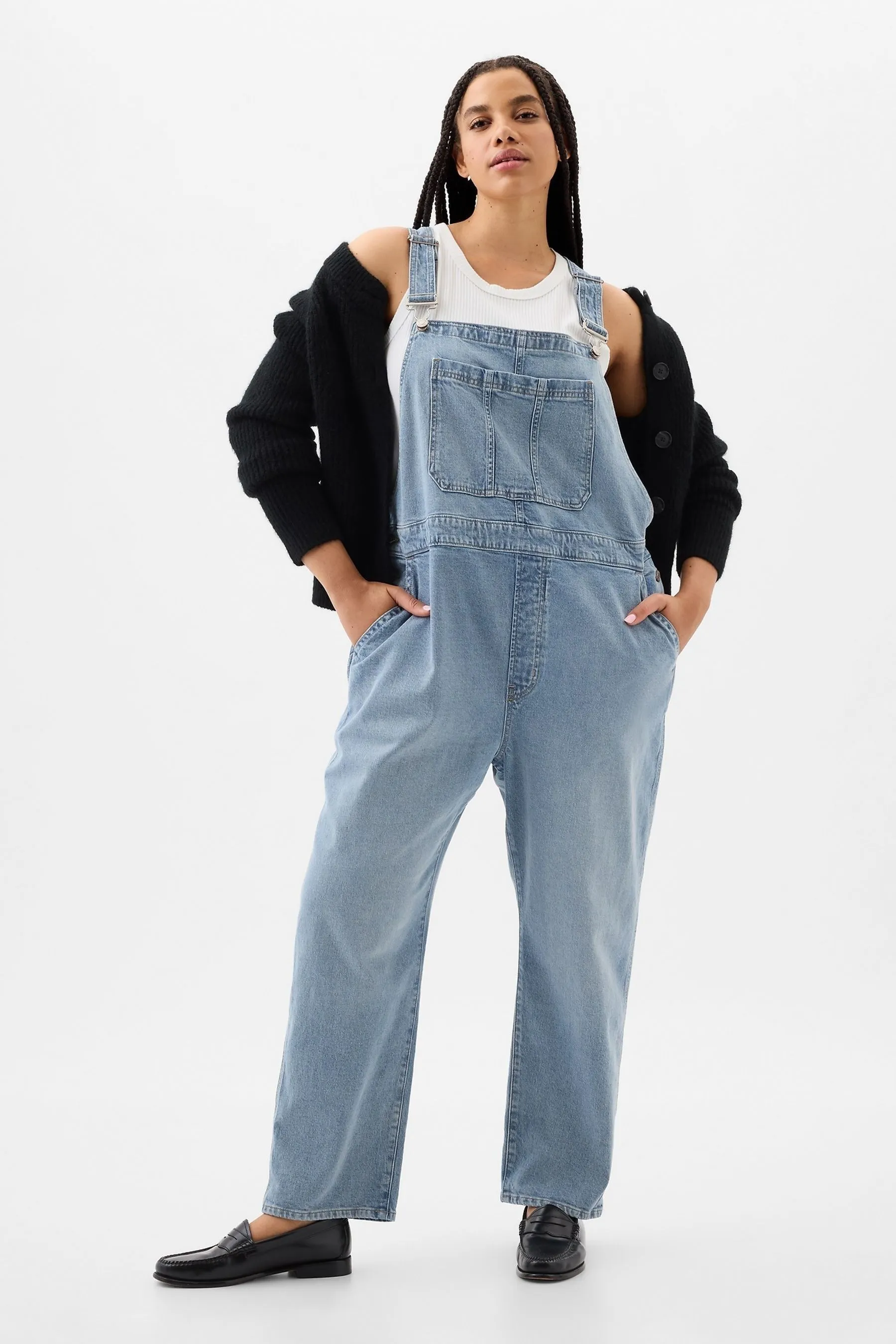 Denim Overalls in Blue Slightly Baggy Style