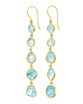 Blue Tourmaline Earrings - Five Drop