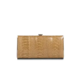 Box Wallet, Ostrich Tan, Gold-Tone