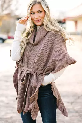 Brown Turtleneck Poncho - Happy To Be Here