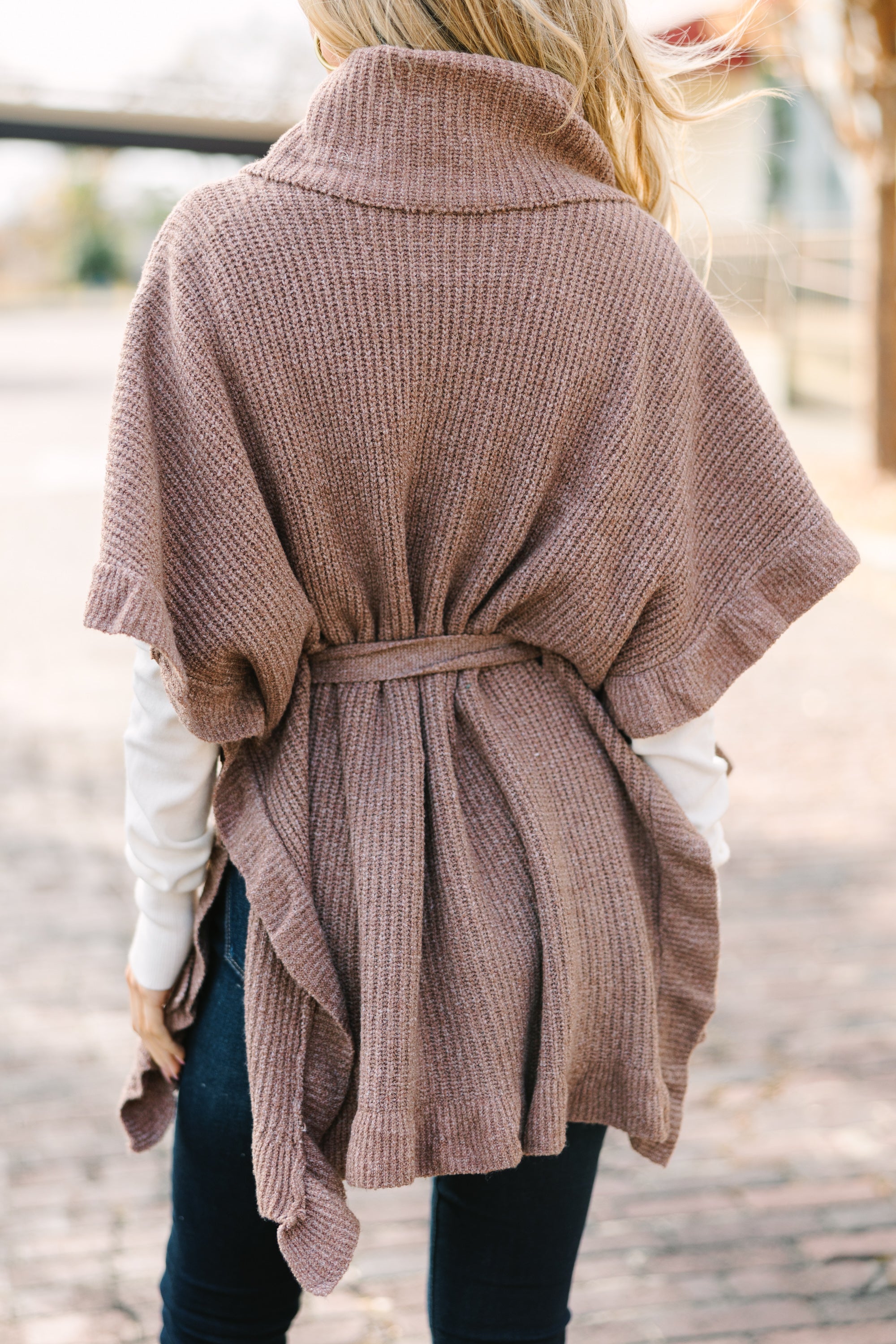 Brown Turtleneck Poncho - Happy To Be Here