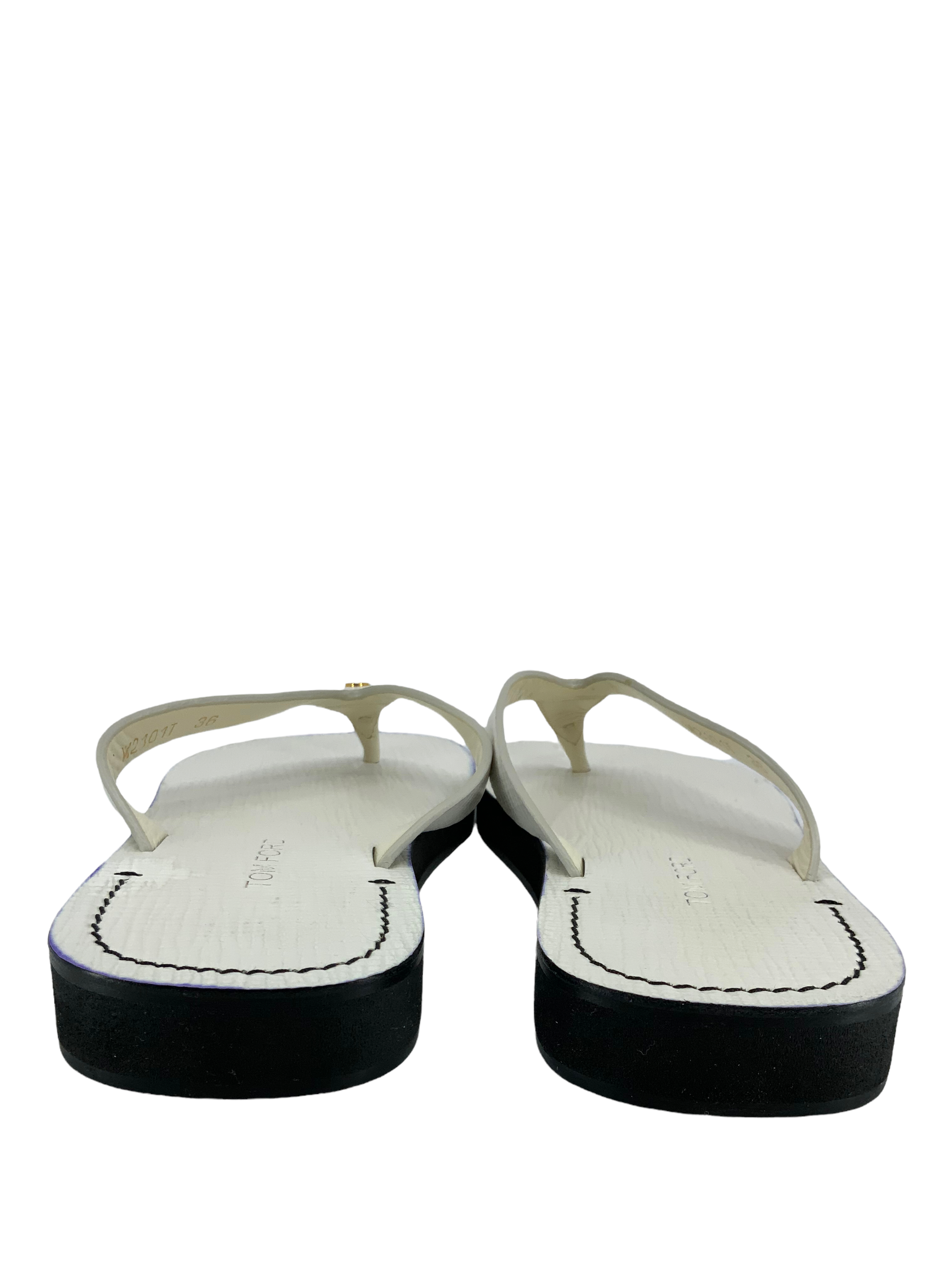 Buy TOM FORD Textured Leather Thong Sandals Size 6 Online