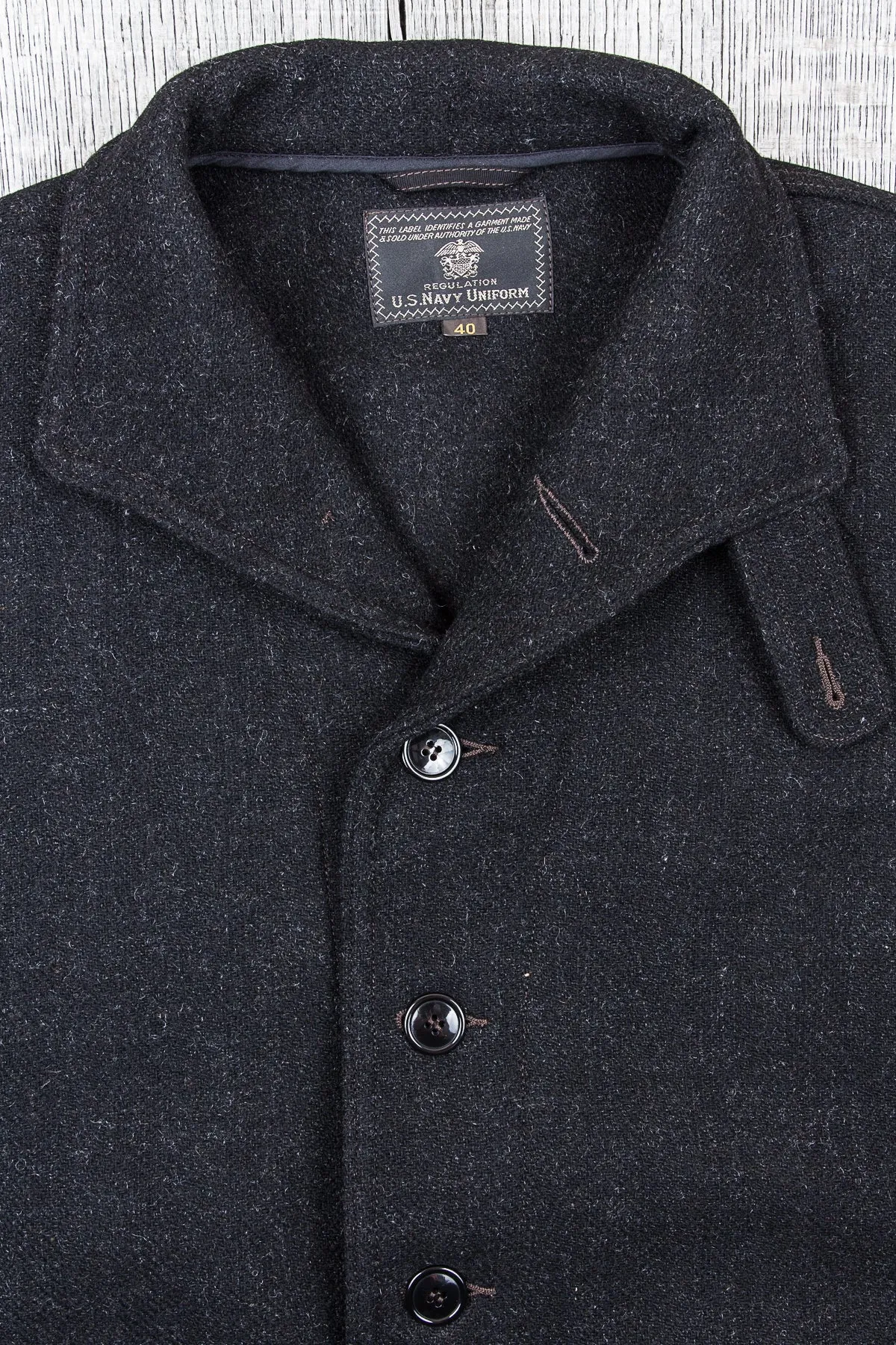 Buzz Rickson's Charcoal Wool Submarine Coat