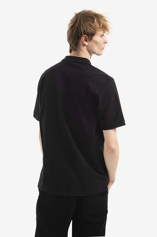 Carhartt WIP Black Cotton Polo Shirt Chase Pique Color