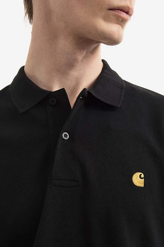 Carhartt WIP Black Cotton Polo Shirt Chase Pique Color