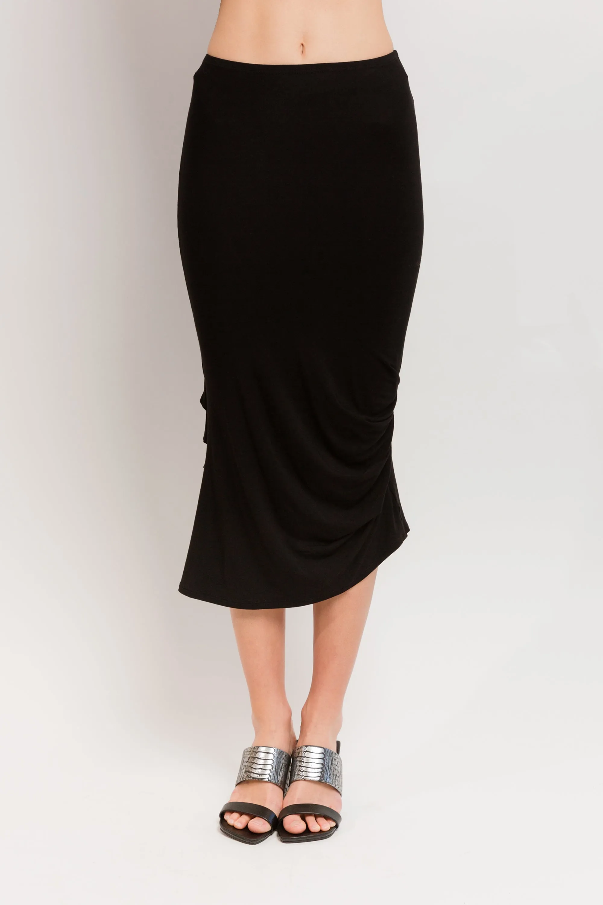 Black Bamboo Caterpillar Long Skirt