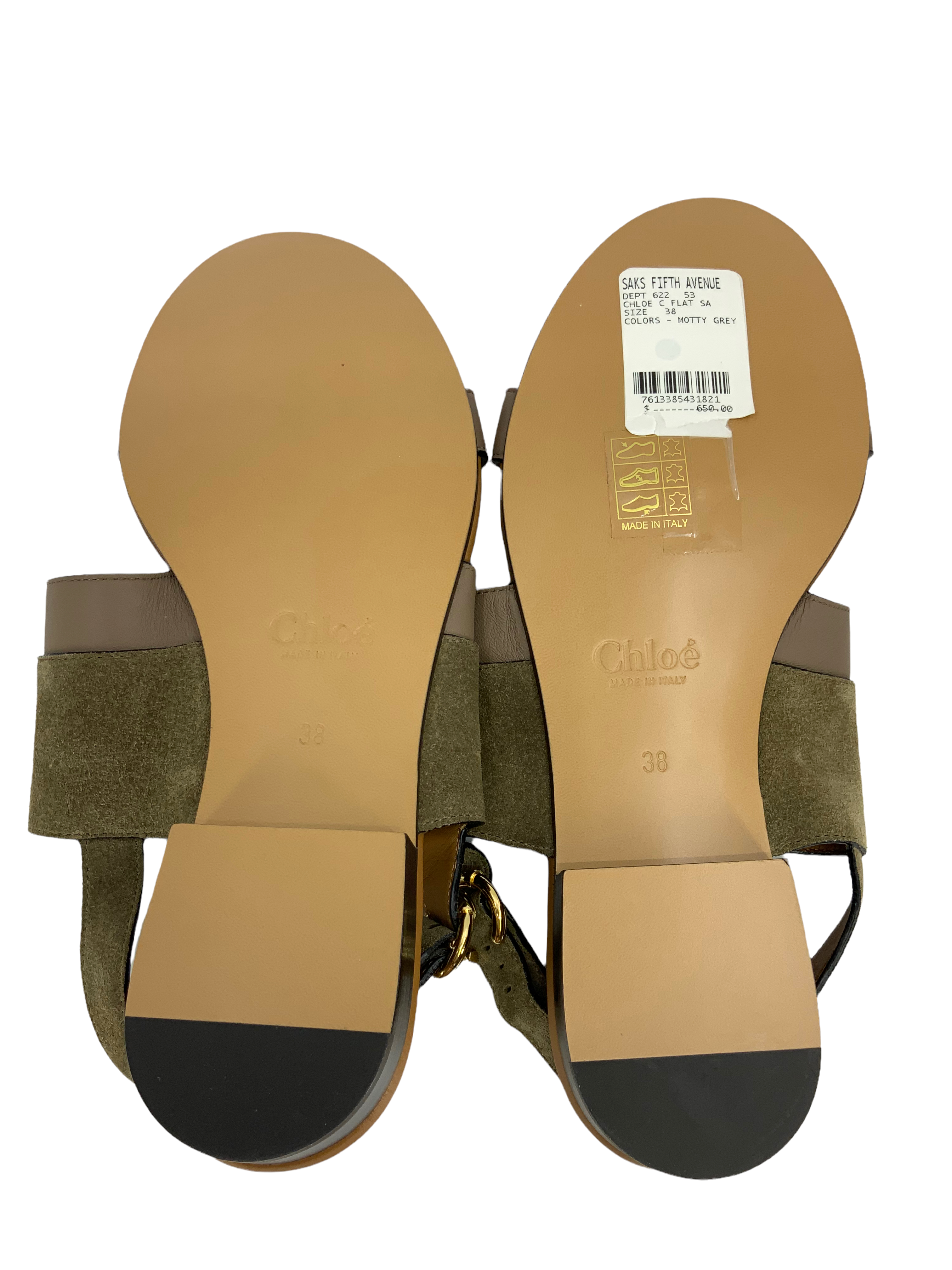 Chloe C Logo Suede and Leather Sandals for Women, Size 8