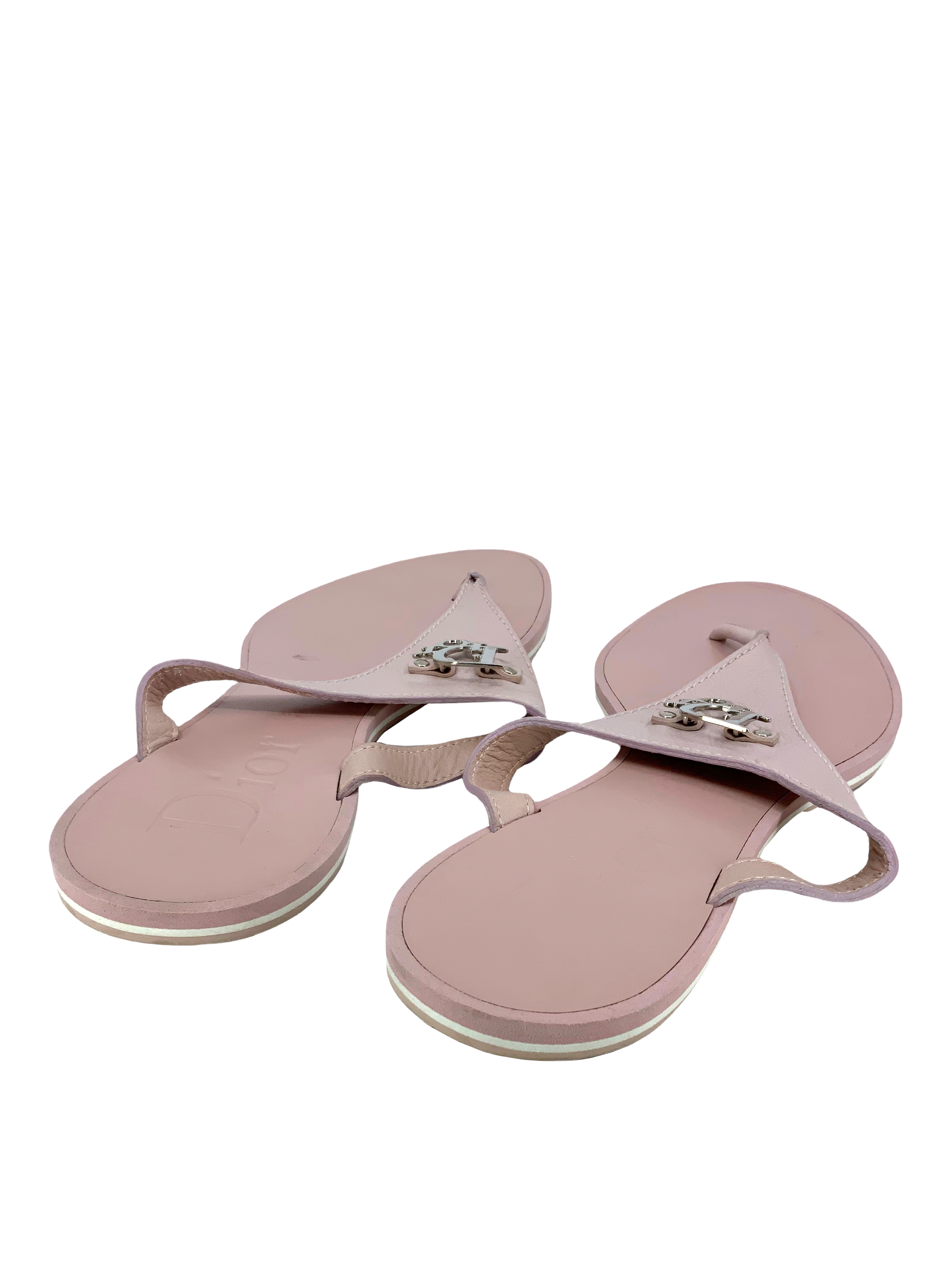 Christian Dior Leather Thong Sandals Size 10