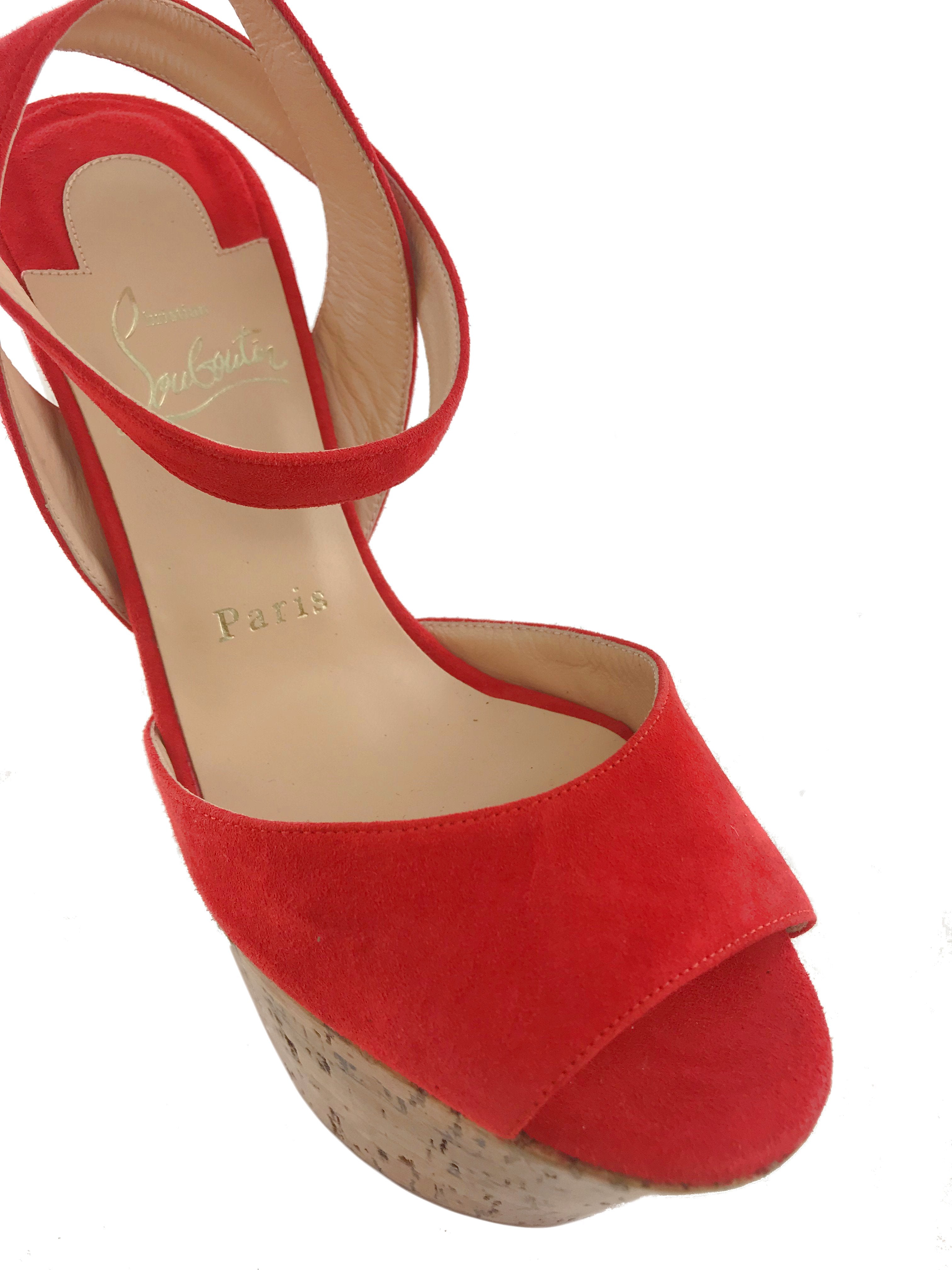 Christian Louboutin Suede Super Dombasle Sandals Size 7.5 for sale new.