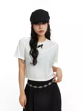 CJ417 Bowknot Crop Top