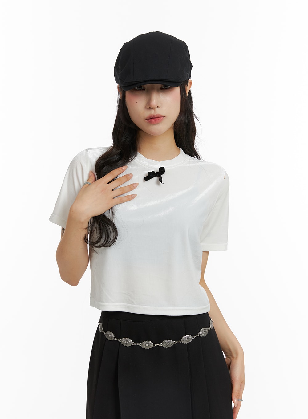 CJ417 Bowknot Crop Top