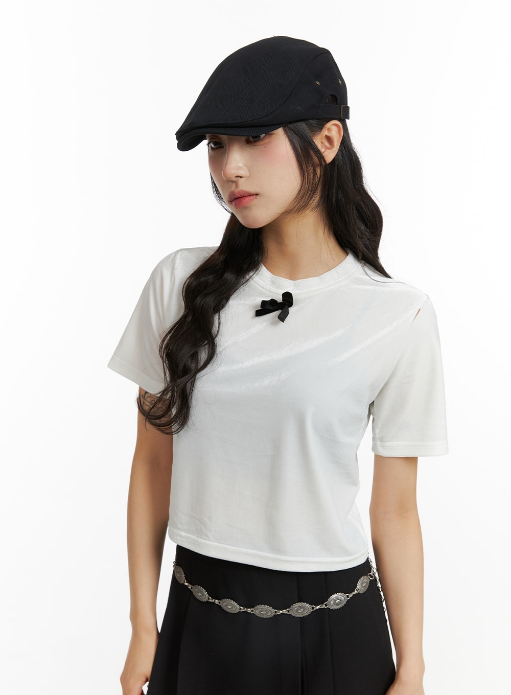 CJ417 Bowknot Crop Top