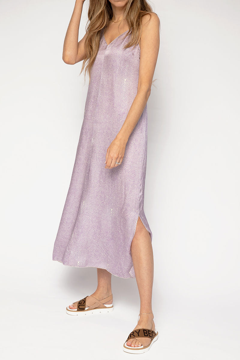 Cloquet Lilac Twinkle Print Silk Satin Slip Dress