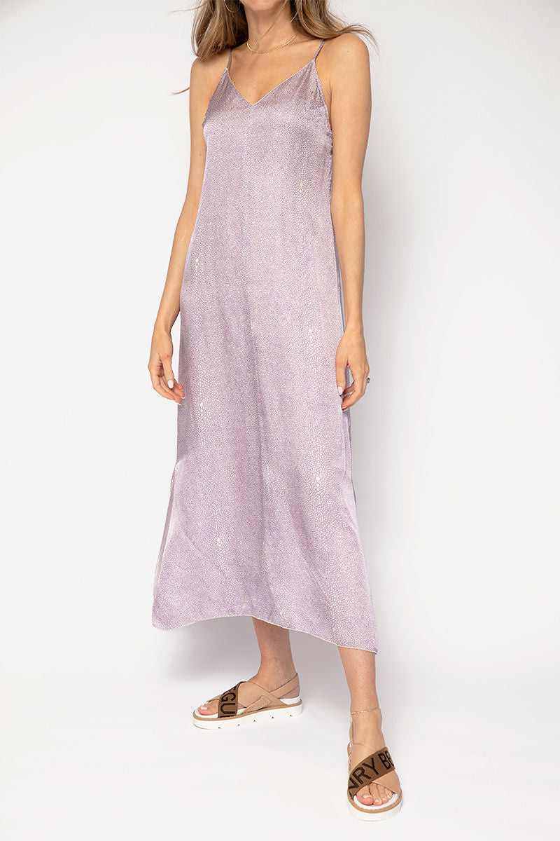 Cloquet Lilac Twinkle Print Silk Satin Slip Dress