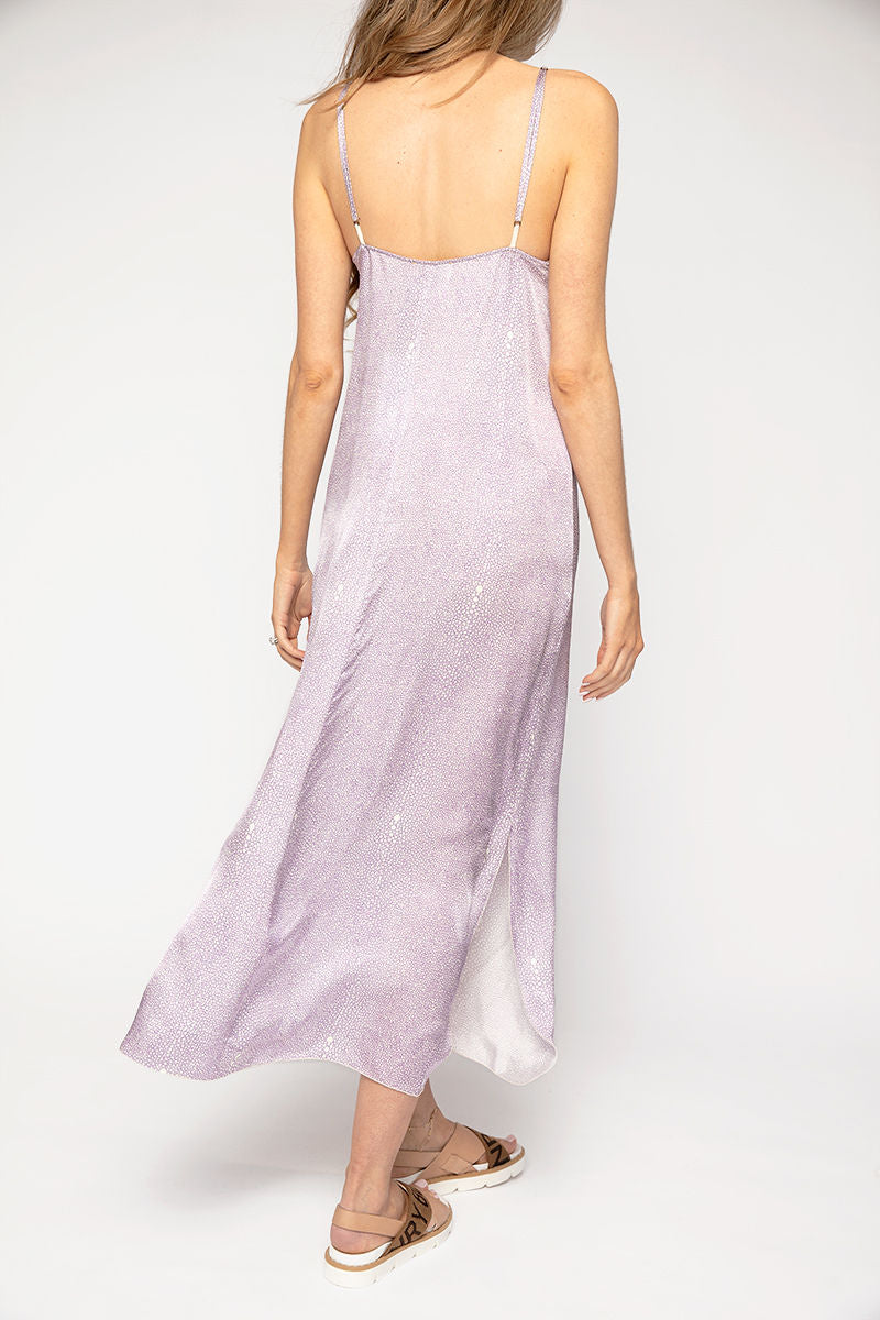 Cloquet Lilac Twinkle Print Silk Satin Slip Dress