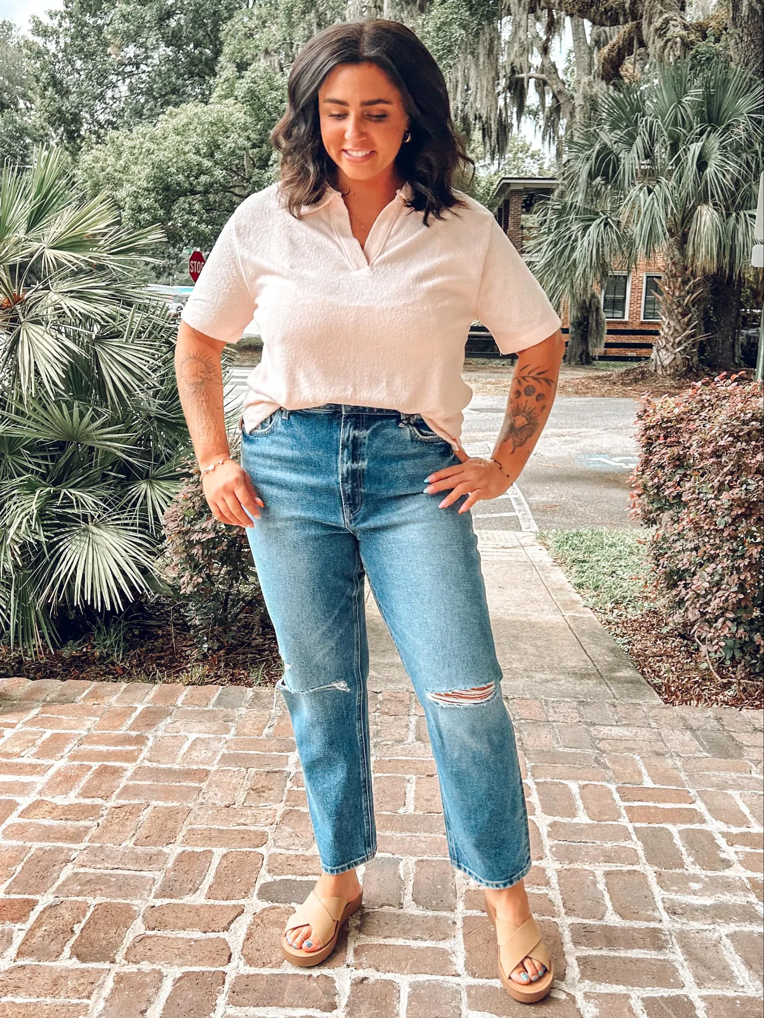 Baby Pink Cloud Collared Top