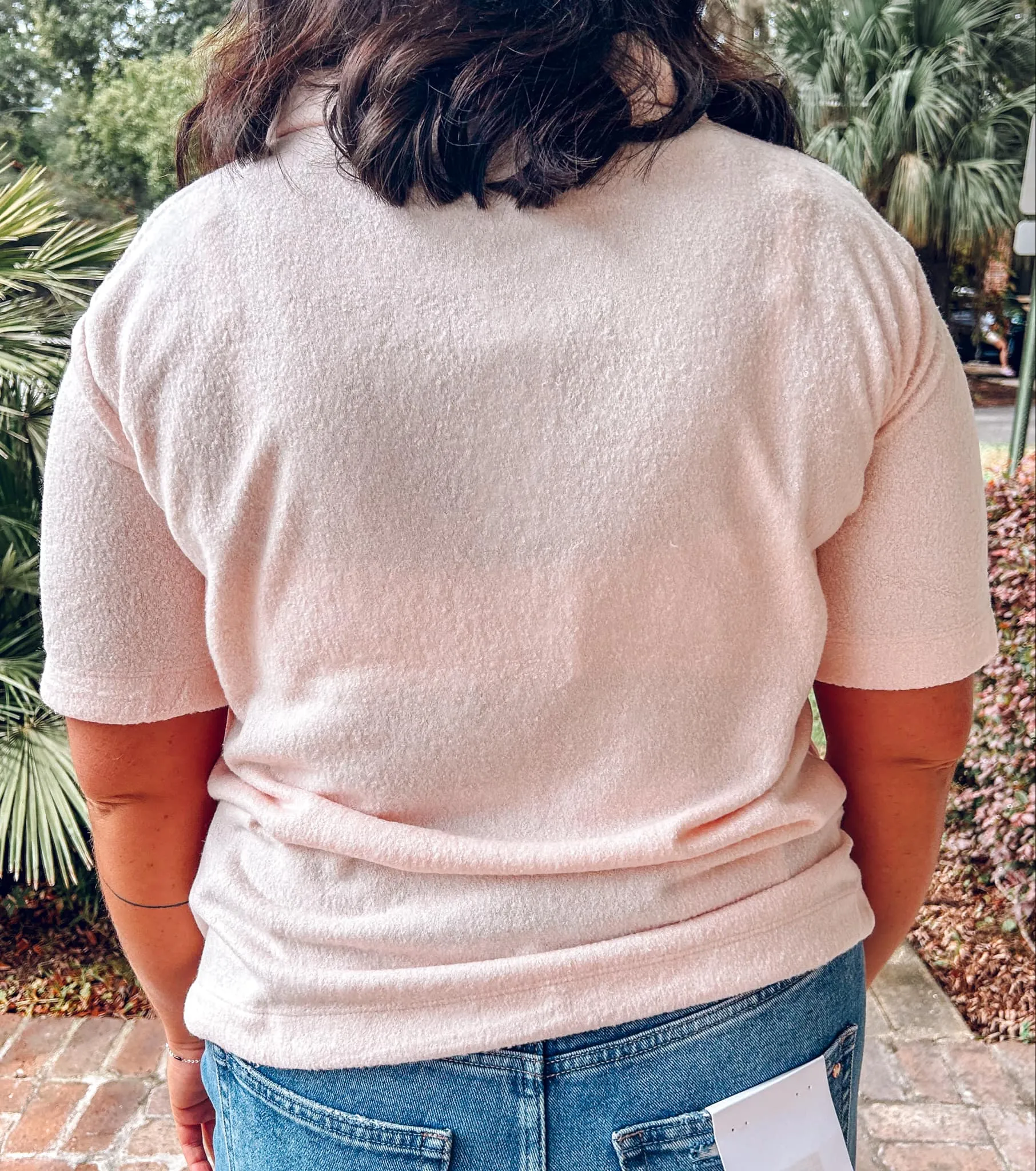 Baby Pink Cloud Collared Top