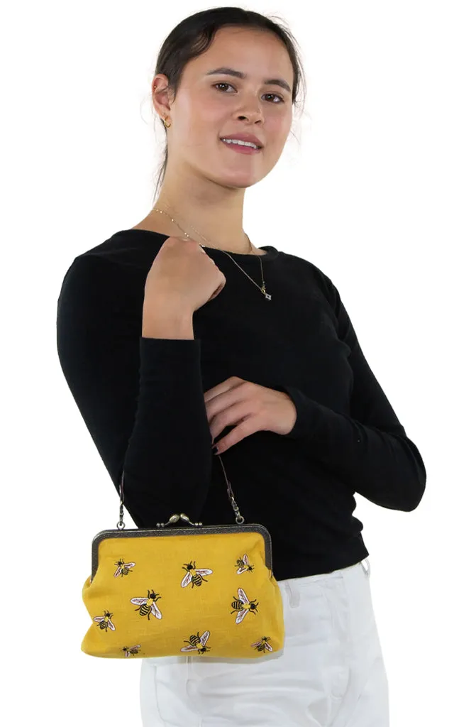 BeginBees Kisslock Bag Black Yellow