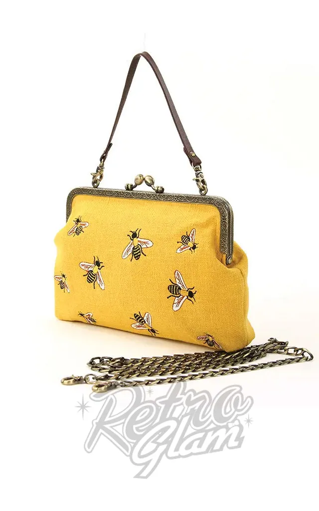 BeginBees Kisslock Bag Black Yellow