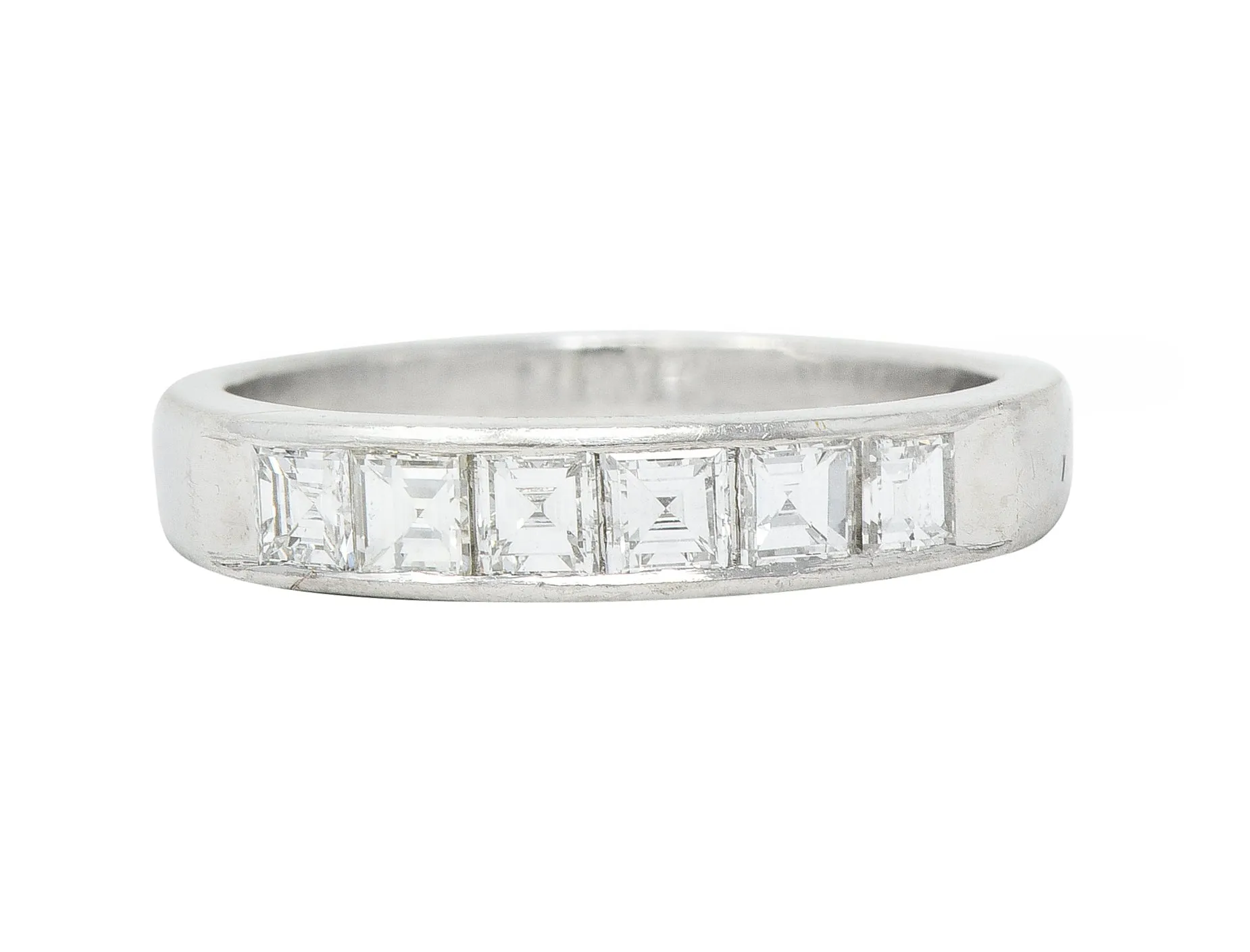 0.72 CTW Square Step Cut Diamond Five Stone Channel Band Ring