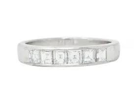 0.72 CTW Square Step Cut Diamond Five Stone Channel Band Ring