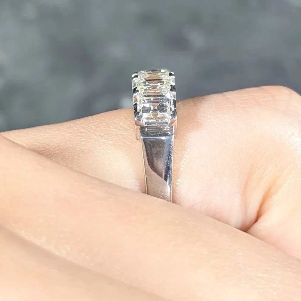 3.03 CTW Square Step Cut Diamond Scrolling Five Stone Band Ring