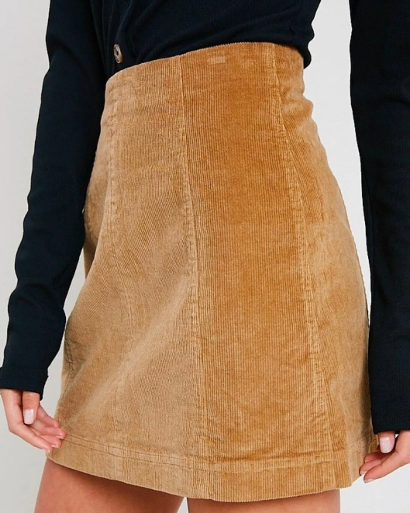 Taupe Corduroy Mini Skirt