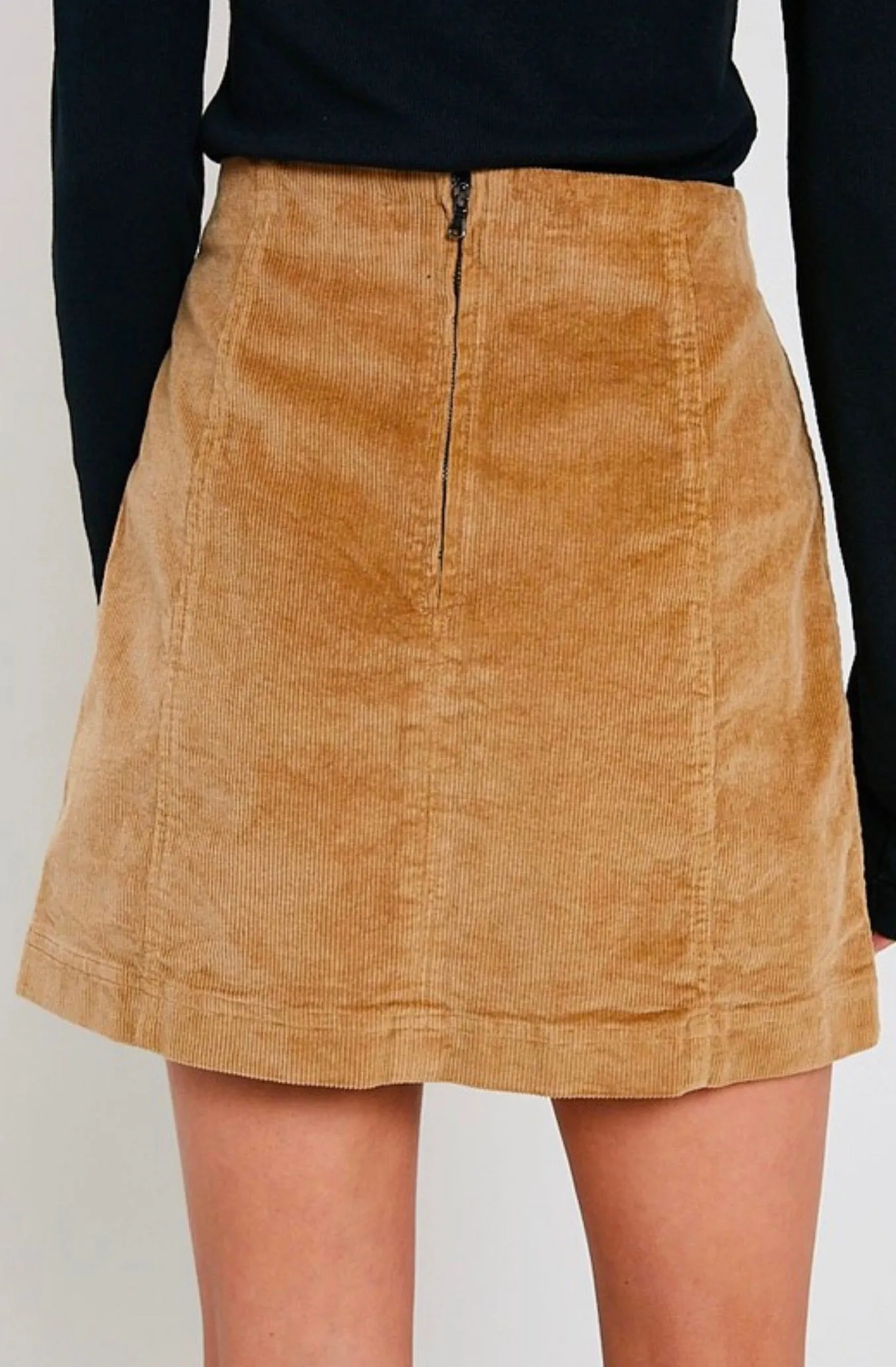 Taupe Corduroy Mini Skirt