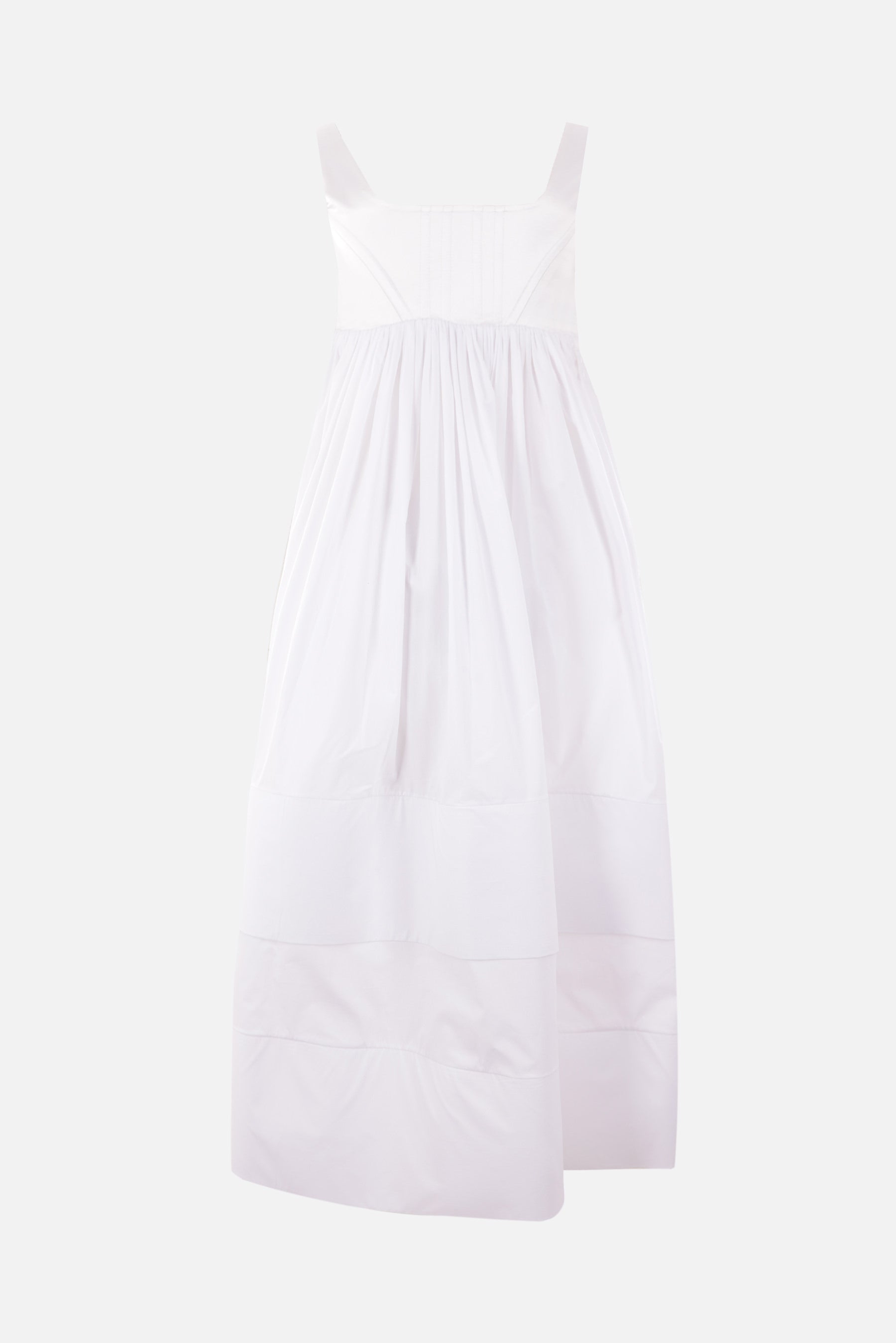 Cotton and satin dress without sleeves