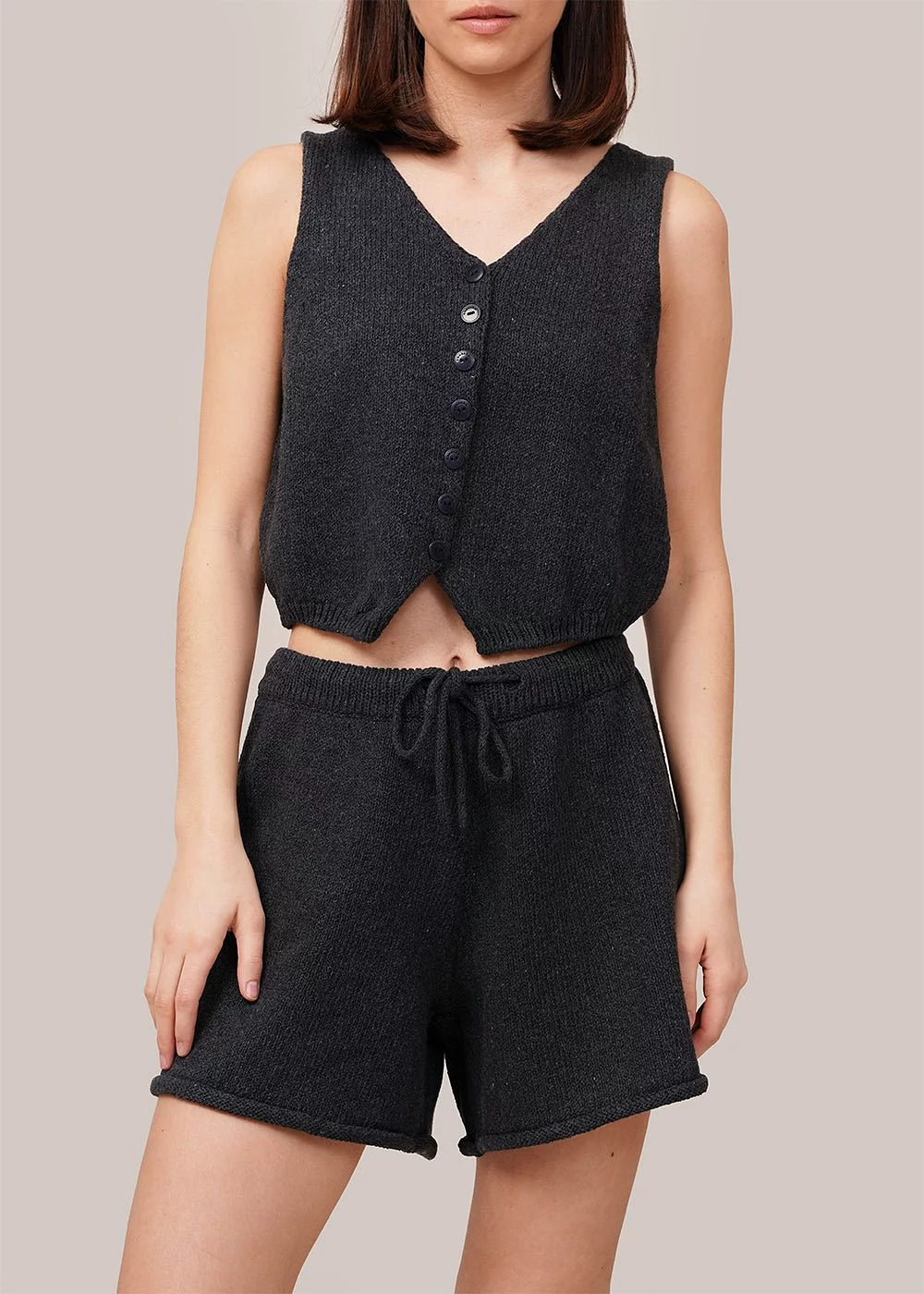 Cotton Waistcoat in Charcoal Heather