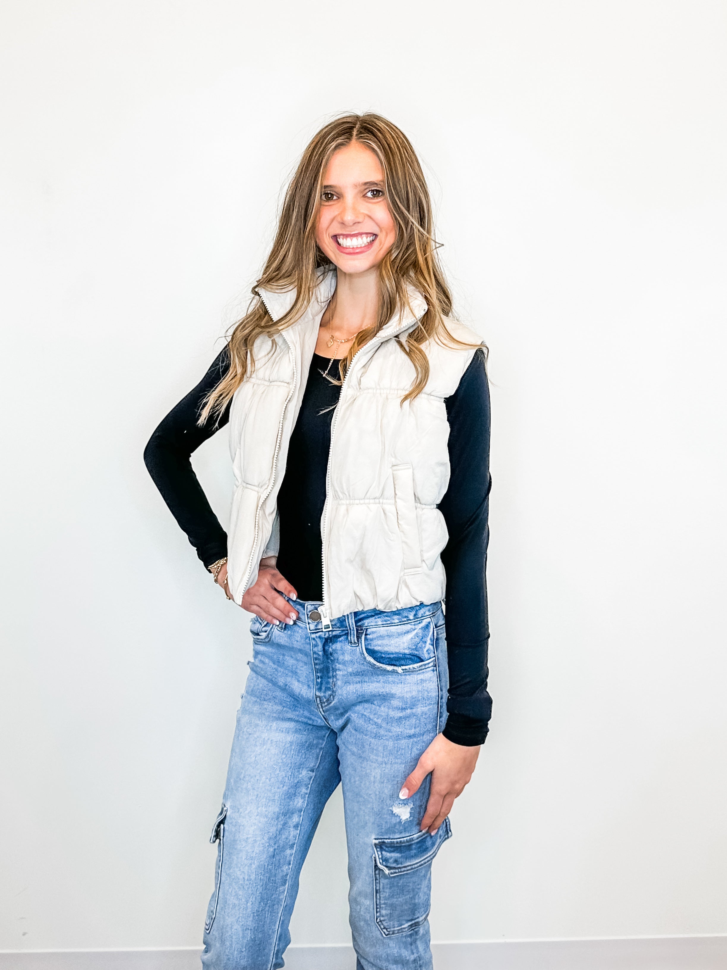 Cream Puffer Vest - Catalina