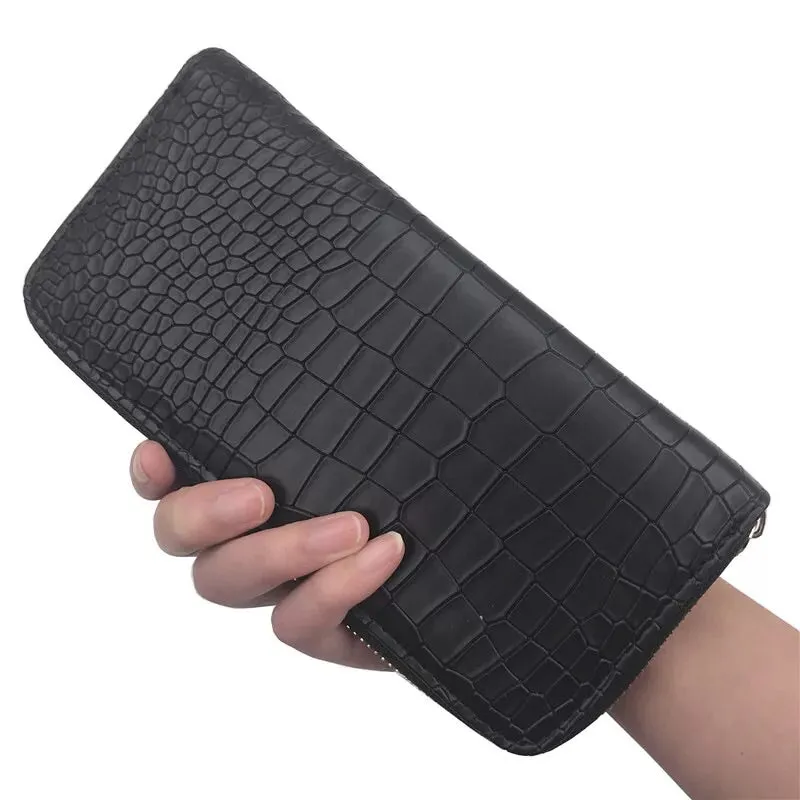 Crocodile Print Wallet in Black