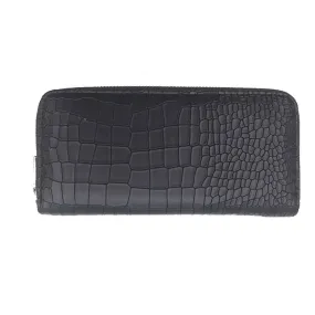 Crocodile Print Wallet in Black