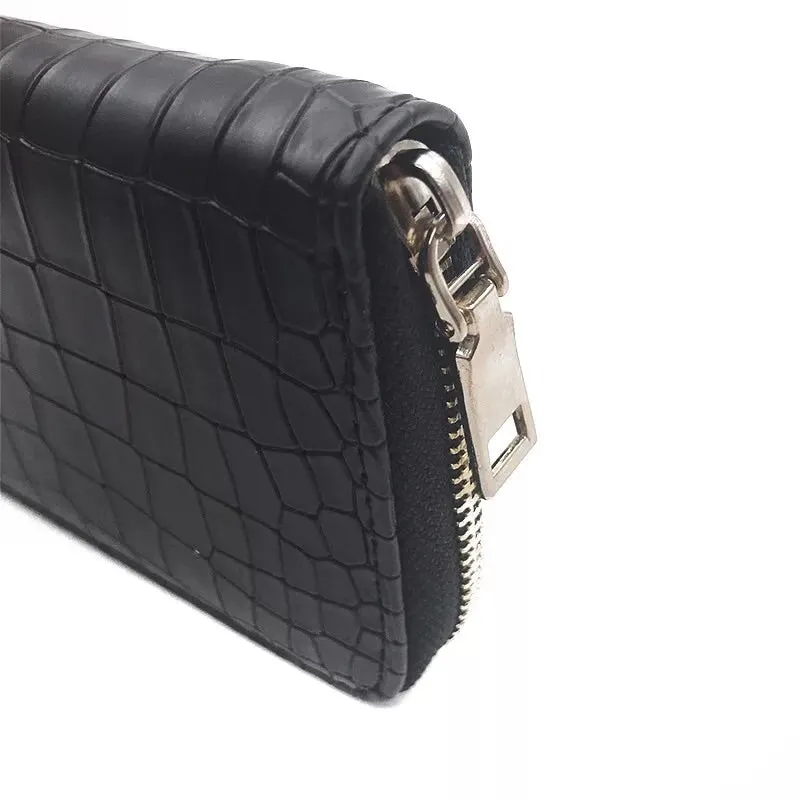 Crocodile Print Wallet in Black